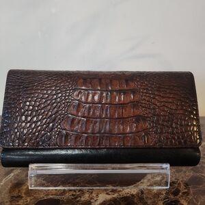 Brahmin Croc Embossed Leather Wallet GUC
